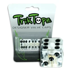 Trik Topz Dice Valve Caps -Bicycle Equipment Store Trick Tops Dice Clear