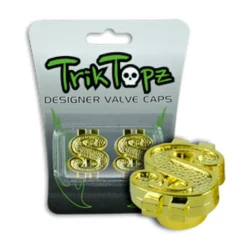 Trik Topz Dollar Valve Caps -Bicycle Equipment Store Trik Tops Dollar gold