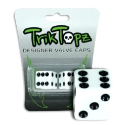 Trik Topz Dice Valve Caps -Bicycle Equipment Store Trik Topz Dice white